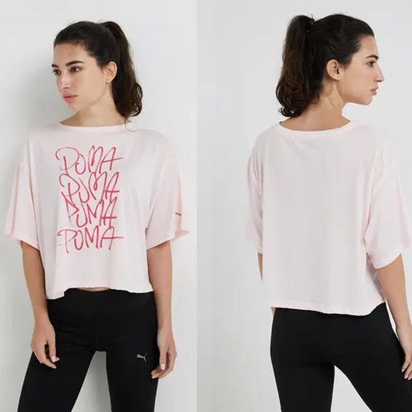Puma Pink Active Sweet Loose Crop Tee - Picture 2 of 2